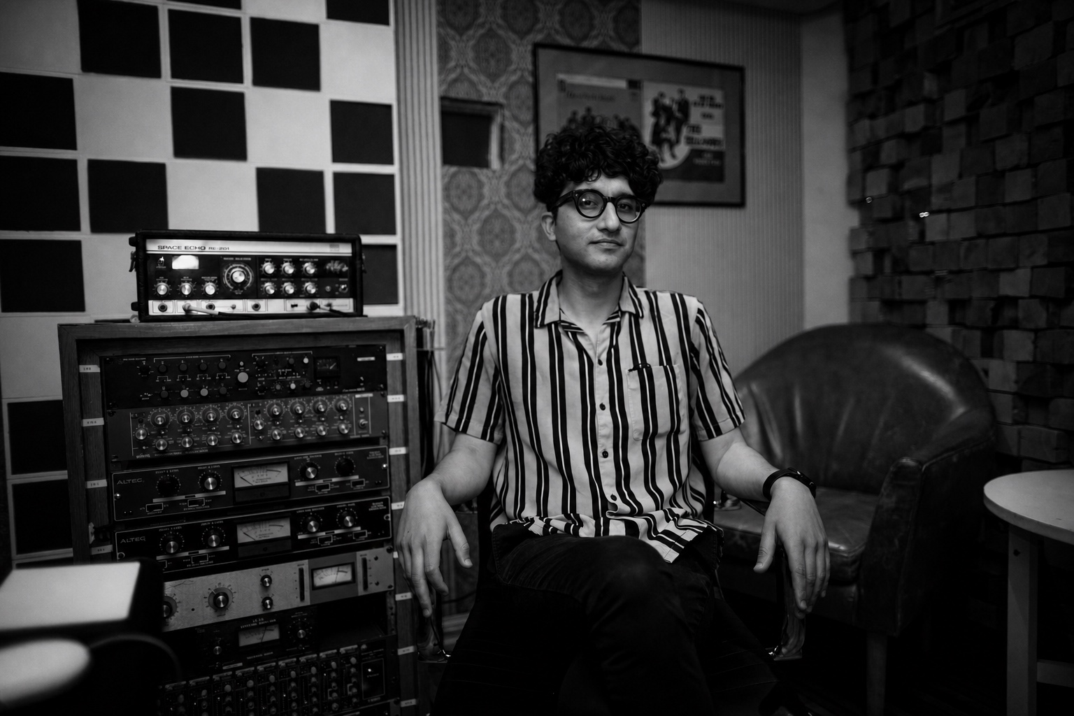 Alan Ortiz Grande at a recording studio